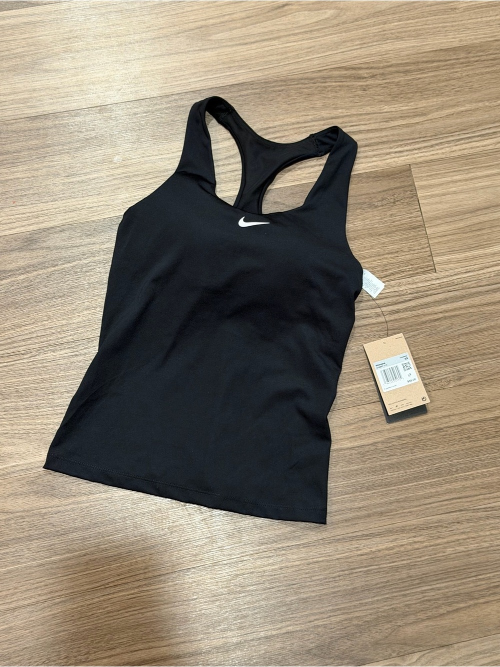 Nike Black Racerback Training Tank Top with White Swoosh